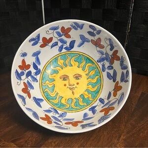 10" vintage sun burst decorative bowl hand painted Made in China